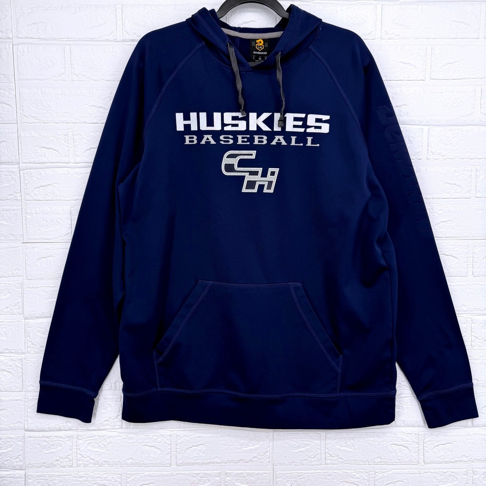DeMarini Baseball Hoodie Mens L Navy Blue Huskies Pullover Sweatshirt